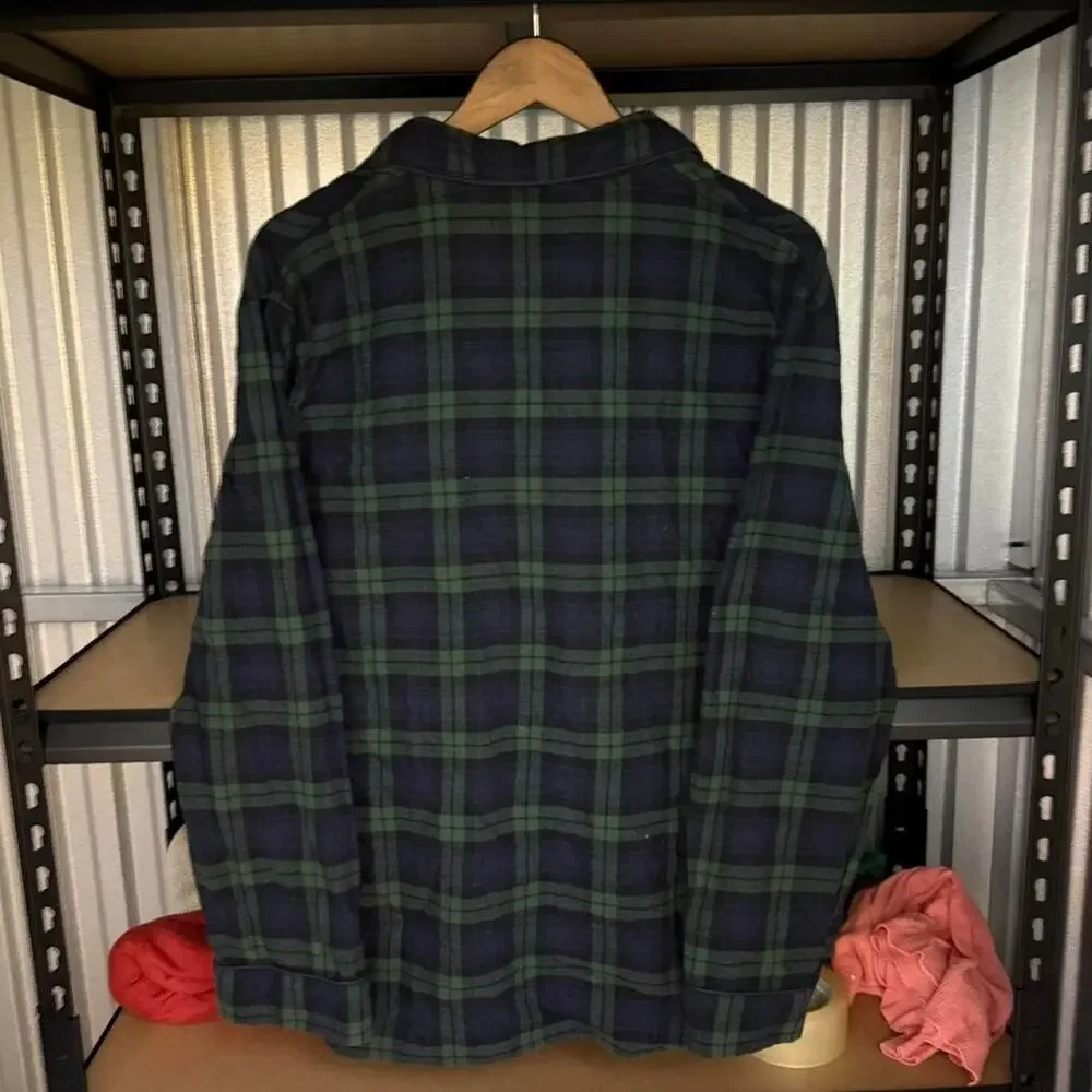 Vintage Hanes Green Plaid Flannel Shirt Medium